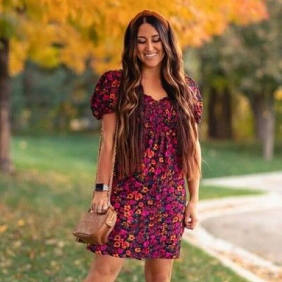 Kensie Floral Flutter Sleeve Dress M Back Zip Romantic Art 2 Wear Whimsigoth Y2K - Picture 1 of 12